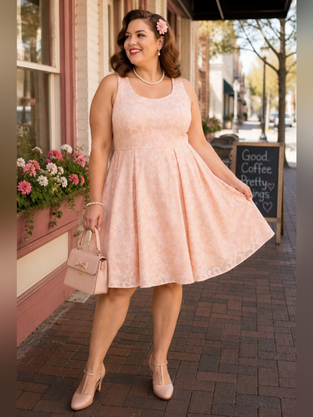 TORRID Pink Floral Lace Fit & Flare Dress Vintage Retro Rockabilly Inspired